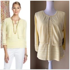 ETCETERA Yellow Linen Cami & Cardi Sweater Set Large NWT